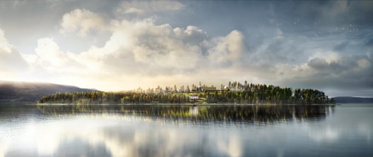 Rendering for the New Utoya Project in Norway, which will re-design the Utøya Island where the 2011 massacre took place. Image courtesy of Fantastic Norway.