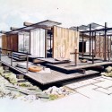 Outside In: The Architecture of Smith and Williams; Wayne Williams (1919–2007) and Whitney Smith (1911–2002), 3.Shoreline House for Orange County Home Show, Costa Mesa, California, 1957; Photograph by Jocelyn Gibbs, 2012 of a drawing by Al Spencer © Regents of the University of California