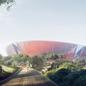 Suzhou Industrial Park Sports Center / NBBJ Suzhou Industrial Park Sports Center / NBBJ View of stadium from pedestrian path © NBBJ