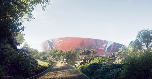 View of stadium from pedestrian path © NBBJ