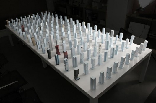 Models for OMA's Essence Financial Building. Image via Arpan Bakshi