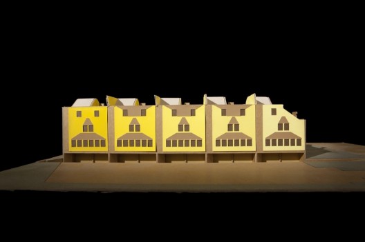 Five Condominiums / Pasadena, California, 1981 / Eric Owen Moss / Model, first scheme / Cardboard, chipboard, and colored paper, 14 3/8” x 9 3/8” x 3 ¼” / Courtesy of the architect. Photos by Tom Bonner