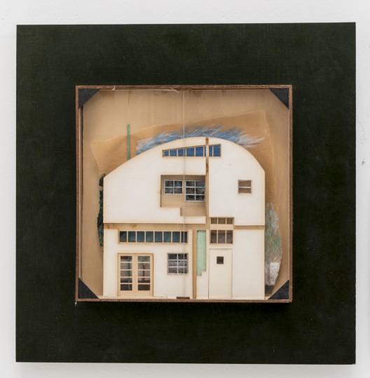 Caplin Residence / Venice, California, 1978 / Frederick Fisher / Relief model of interior façade / Mixed media, 13” x 13” / Collection of the architect. Photo by Joshua White