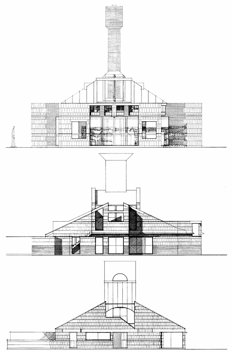 Venturi Scott Brown, Vanna Venturi House, Early Schemes, Chestnut Hill, Philadelphia, Pennsylvania, 1962
