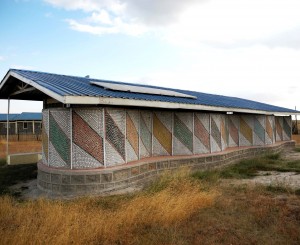Learning Center embellished with thousands of bottle caps; Courtesy of Charles Newman of Afritekt