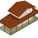 Prototype Housing I / Collective Studio Prototype Housing I / Collective Studio Axonometric, big roof house