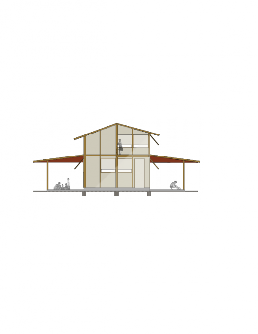 Section, big roof house