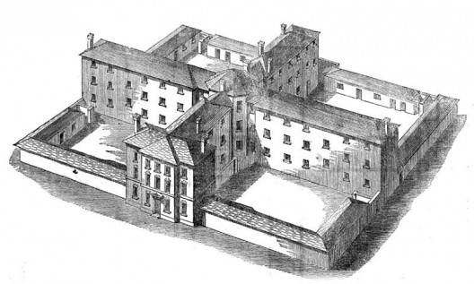 Sampson Kempthorne cruciform workhouse design for 300 paupers, via wikipedia