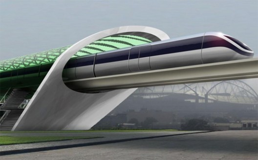 A concept rendering for Aeromovel, a system Elon Musk cites as similar to his Hyperloop.