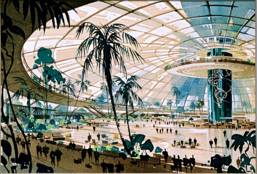 Pereira and Luckman, LAX original plan, 1952, Rendering. Courtesy Los Angeles World Airports Flight Path Learning Center.