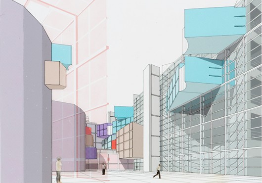 A perspective view of the Biozentrum project. Image Courtesy of CCA, Montreal