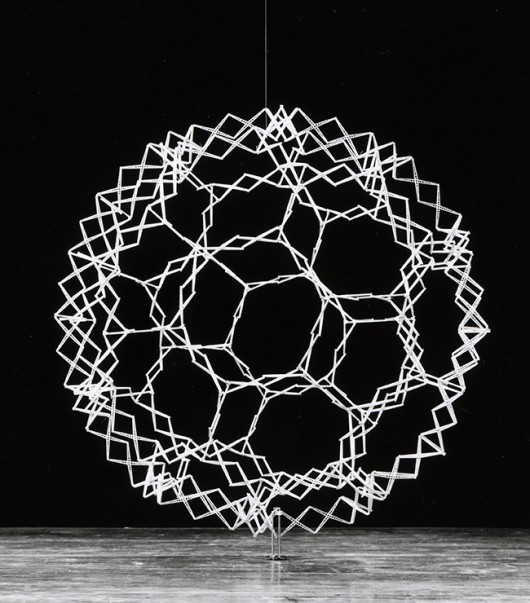 Chuck Hoberman was writing code as early as the 1980s for projects such as this expanding sphere. Image Courtesy of CCA, Montreal