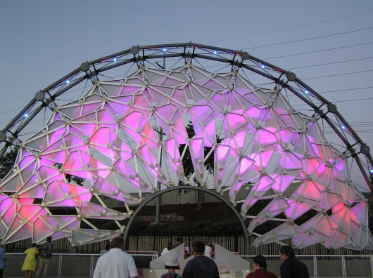 A Hoberman arch at the 2002 Olympics in Salt Lake City. Chuck Hoberman is one of the architects highlighted in the ongoing