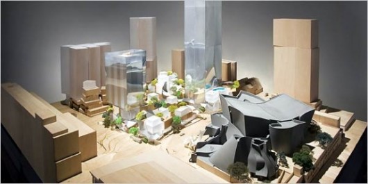 Gehry's original scheme for Los Angeles' Grand Avenue. Image Courtesy of KCRW