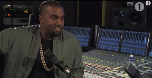 Kanye West being interviewed by Zane Lowe for BBC One.