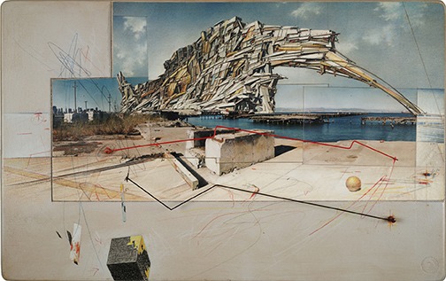Lebbeus Woods, San Francisco Project: Inhabiting the Quake, Quake City, 1995; graphite and pastel on paper; 14 1/2 in. x 23 in. x 3/4 in. (36.83 cm x 58.42 cm x 1.91 cm); Collection SFMOMA, Accessions Committee Fund purchase; © Estate of Lebbeus Woods