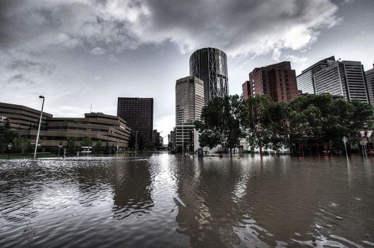 Floods in Calgary displaced over 100,000 people. Image Courtesy of Wikimedia Commons