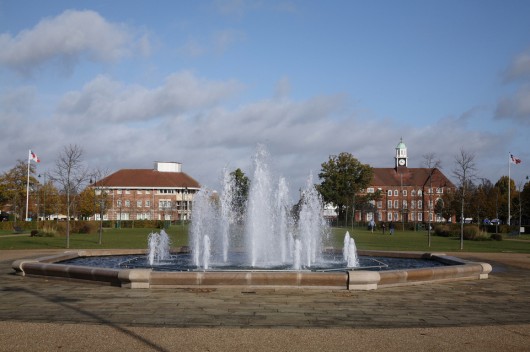 Town square in Letchworth Garden City, one of the UK's first. Via Flickr CC user. Image © Steve Cadman