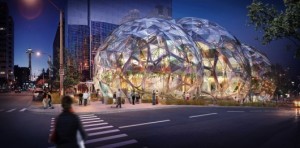 NBBJ’s tri-sphere biodome planned for Amazon’s downtown Seattle headquarters. Image Courtesy of NBBJ