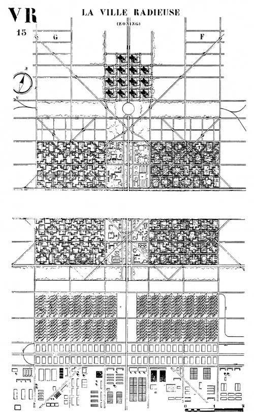 Le Corbusier's Ville Radieuse, which was strictly zoned. Image Courtesy of land8.com
