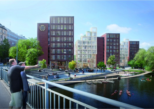 Fleminggatan 4: view from across the water. Image © C.F. Møller