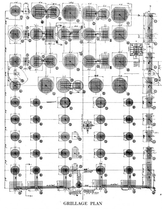 Grillage plan. Image © Drawings published in American Architect, 103