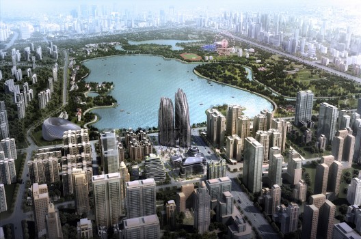 Chaoyang Park Project, a continuation to a continuation of the “Shan-Shui City” concept, by MAD Architects. Image Courtesy of MAD Architects