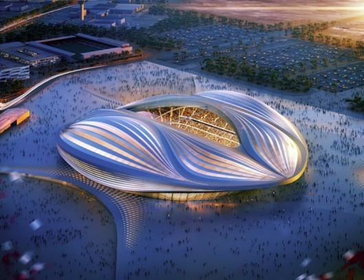 Zaha Hadid Architects' design for al-Wakrah stadium, the main stadium for the 2022 Qatar World Cup. Image Courtesy of ZHA