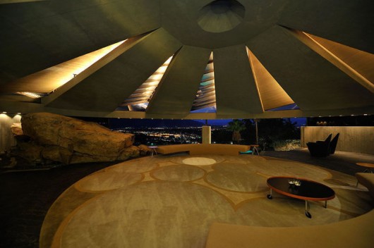 The Elrod House by John Lautner, the murderer’s lair in Diamonds are Forever, 1971. Image Courtesy of Expoint Realty