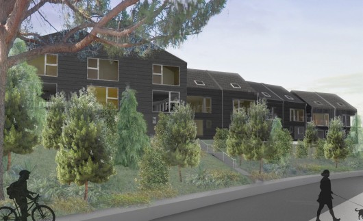 External render of the development. Image Courtesy of Bestor Architecture