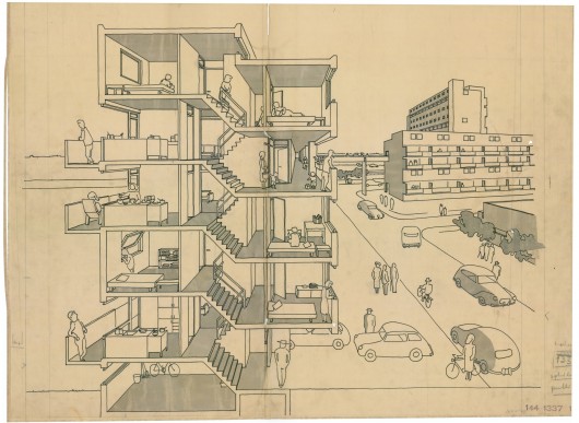 Housing scheme Lekkumerend in Leeuwarden The Netherlands, 1962, collection Het Nieuwe Instituut, BROX_1337t339- 1, Van den Broek en Bakema Architects