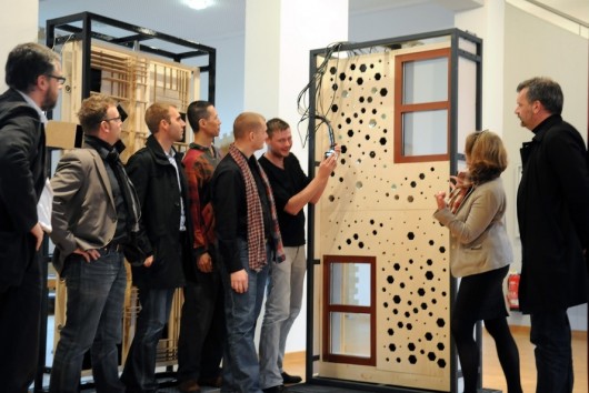 Students from TU Delft and OWL present their facade mock-up. Image Courtesy of Pillars of Sustainable Education