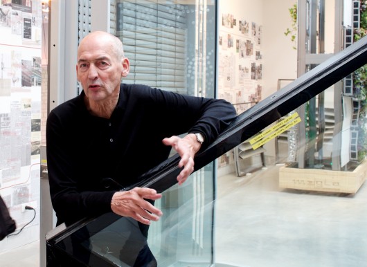 Rem Koolhaas at the preview of the Elements exhibit © ArchDaily