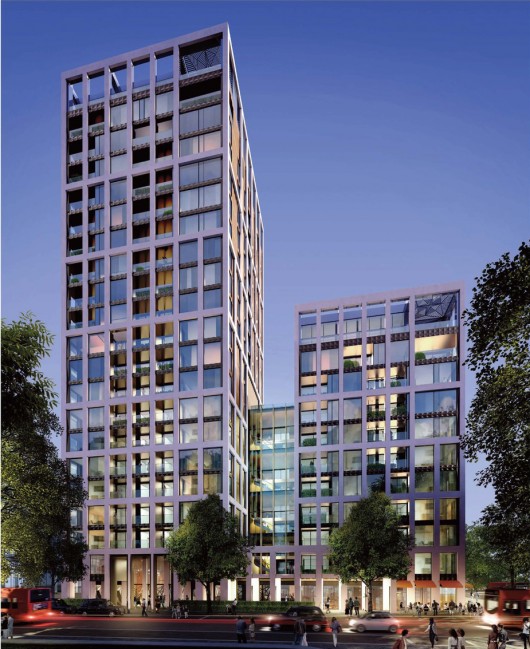Building 6 & 7 – residential use; GRID Architecture. Image Courtesy of The Canary Wharf and Qatari Diar Groups