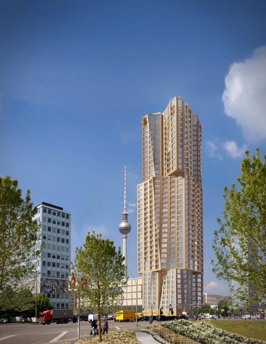 Gehry Partners' winning design for the residential building on Alexanderplatz. Image © Gehry Partners, Courtesy of Hines