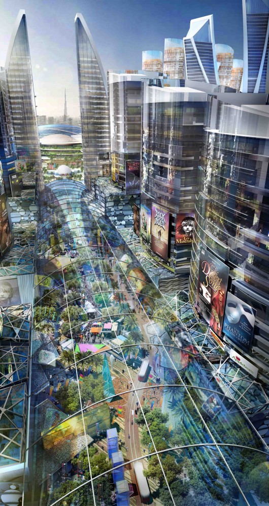 Temperature-controlled retail street network. Image Courtesy of Dubai Holding