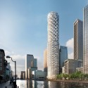 Herzog & de Meuron's Residential Tower. Image Courtesy of Canary Wharf Group plc