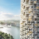 Canary Wharf Development Including Herzog & de Meuron Tower Wins Planning Approval Herzog & de Meuron's Residential Tower. Image Courtesy of Canary Wharf Group plc