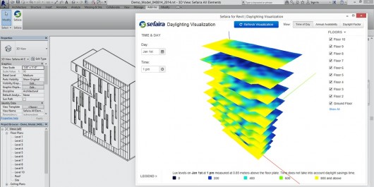 Daylight Visualisation alongside BIM. Image Courtesy of Sefaira