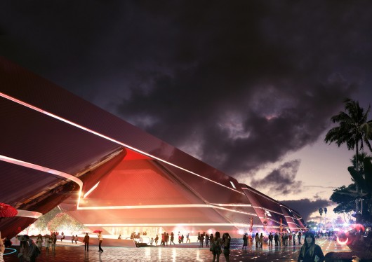 Breaks in the volumes create sheltered spaces. Image Courtesy of Mecanoo / Doug and Wolf