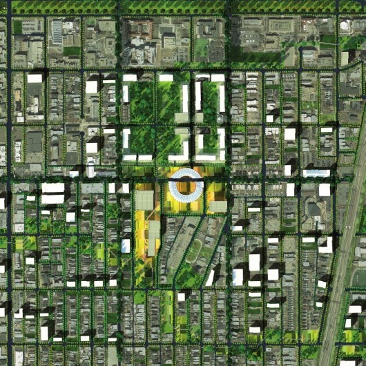 A proposal for Chicago’s South Side from earlier in the competition by Michael Sorkin (click image for more details). Image © Michael Sorkin Studio