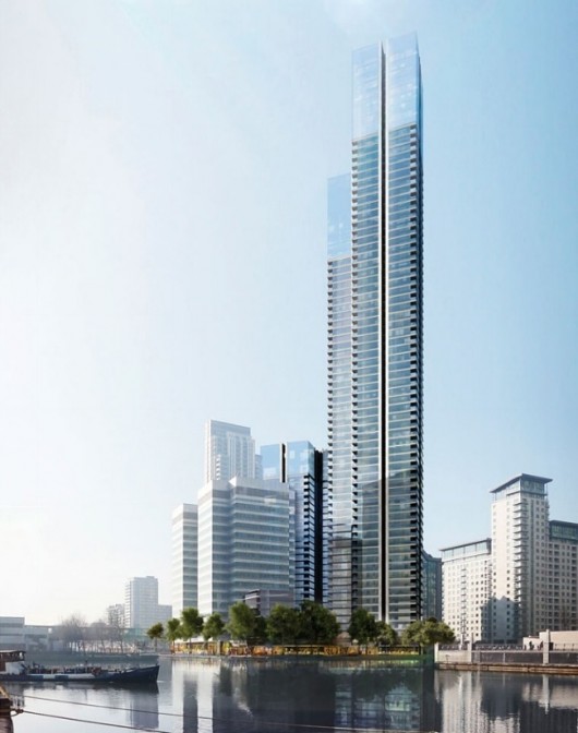 Despite rejecting many of the proposals, Johnson has highlighted London's Docklands as an area for concern, including Foster + Partners' proposal for the tallest residential building in the UK. Image © Foster + Partners