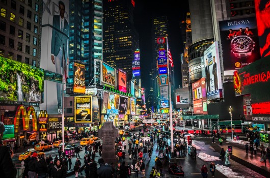 Reconciling 'media' and 'architecture' evokes clumsy associations with Times Square, screens, integrated LEDs, paparazzi, or more generally 'things that flicker'. Image © Flickr CC User MK Feeney