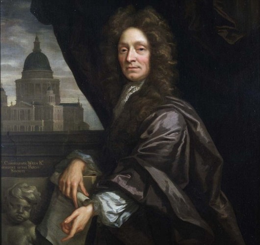 Portrait of Sir Christopher Wren with St. Paul's Cathedral, painted in 1690 by John Closterman. Image via History of Surgery.