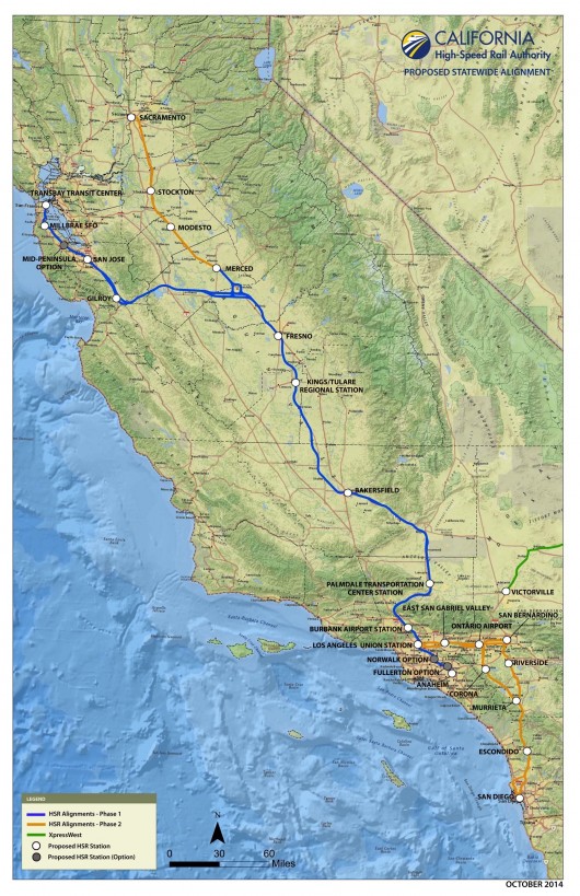 Proposed Statewide Alignment Map. Image Courtesy of Rail LA