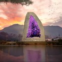 NL Architects Propose Striking Chain of Amethyst-Inspired Hotels Evening View. Image © NL Architects