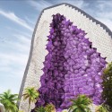 NL Architects Propose Striking Chain of Amethyst-Inspired Hotels View from Base of Tower. Image © NL Architects