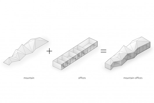 Diagram of a hybrid object. Hybrid Office / Edward Ogosta Architecture. Image Courtesy of Metropolis Magazine