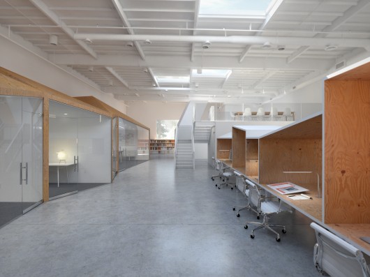 Interior of the workplace. Hybrid Office / Edward Ogosta Architecture. Image Courtesy of Metropolis Magazine