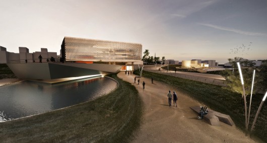 View from the landscape entrance. Image Courtesy of Tsabikos Petras Architectural Studio